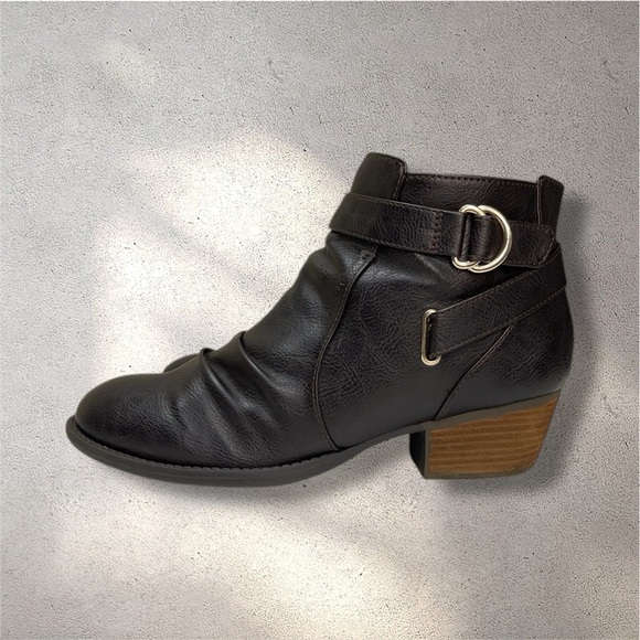 Dr Scholls Jolly Wedge Ankle Leather Zip Boots Booties - Picture 1 of 10